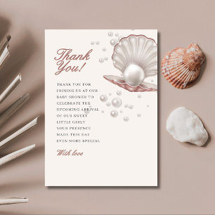 a little pearl under the sea baby shower thank you card
