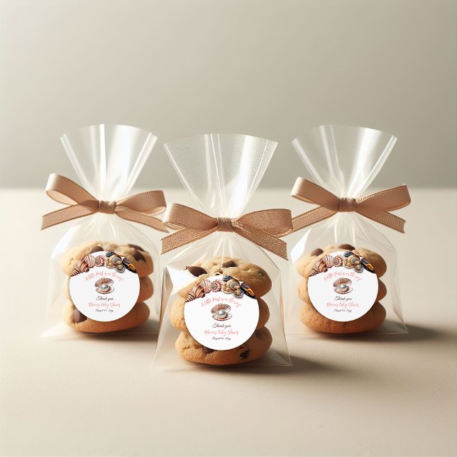 A Little Pearl Under the Sea Girl Baby Shower Classic Round Sticker (Creator Uploaded)