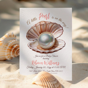 A Little Pearl Under the Sea Girl Baby Shower Invitation