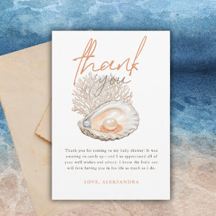 A Little Pearl Watercolor Seashell Baby Shower Thank You Card