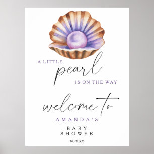 A little pearl - Welcome baby shower party Poster