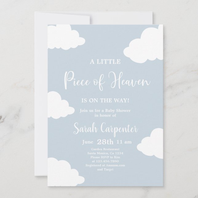 A Little Piece of Heaven Baby Shower Invitation (Front)
