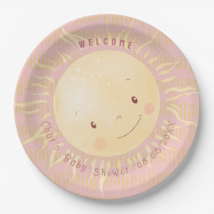 A Little Pink Sunshine Personalised Baby Shower Paper Plate