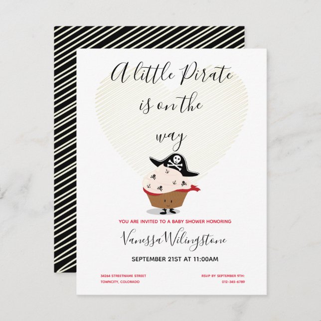 A Little Pirate is on the way Baby Shower Invitation (Front/Back)