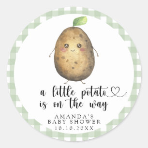 A little potato is on the way - Baby Shower Classic Round Sticker
