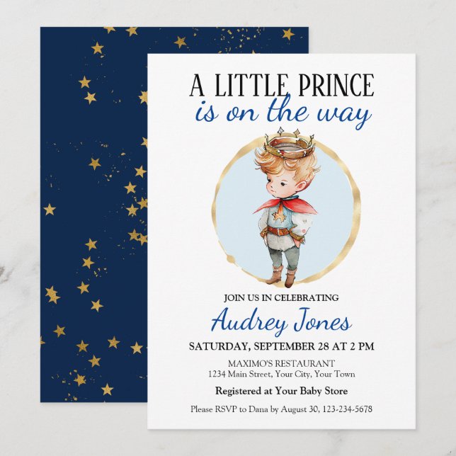 A Little Prince Is On The Way Baby Shower Invitation (Front/Back)