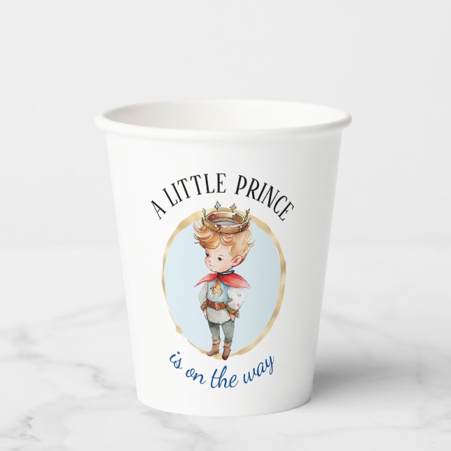 A Little Prince Is On The Way Baby Shower Paper Cups (Front)