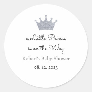 A Little Prince is on the Way Labels, Favor  Classic Round Sticker