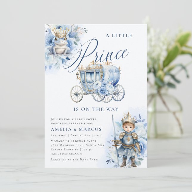 A Little Prince Royal Blue Shower Invitation (Standing Front)