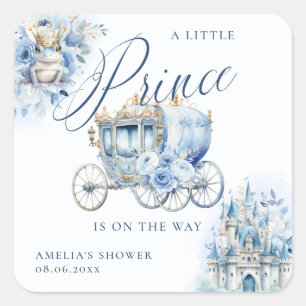 A Little Prince Royal Blue Shower Square Sticker