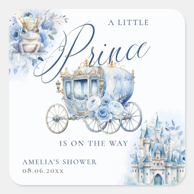A Little Prince Royal Blue Shower Square Sticker (Front)
