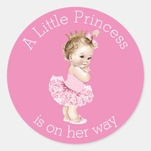 A Little Princess Ballerina Baby Shower Pink Classic Round Sticker
