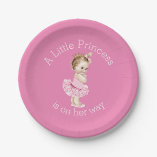 A Little Princess Ballerina Baby Shower Pink Paper Plate