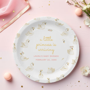 A Little Princess is Arriving Swan Baby Shower Paper Plate