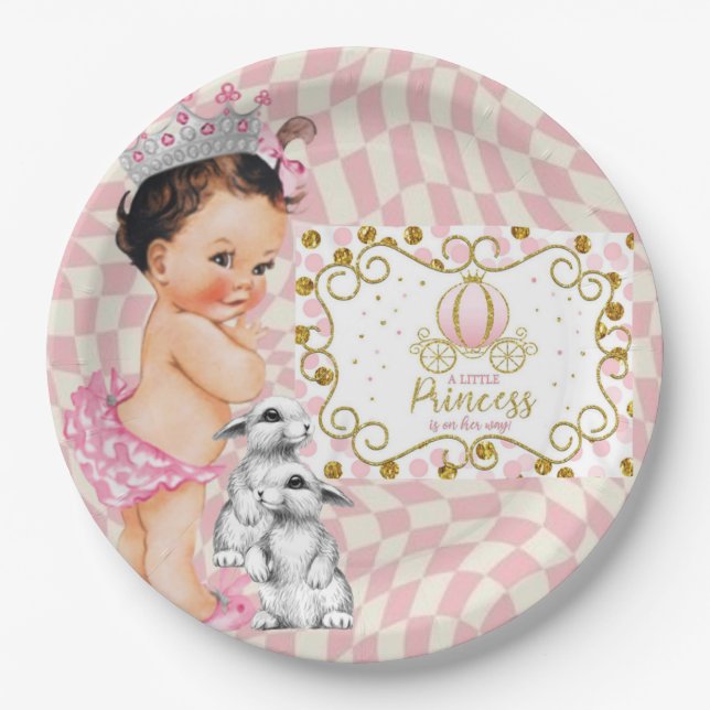 A Little Princess is On Her Way. Paper Plate (Front)