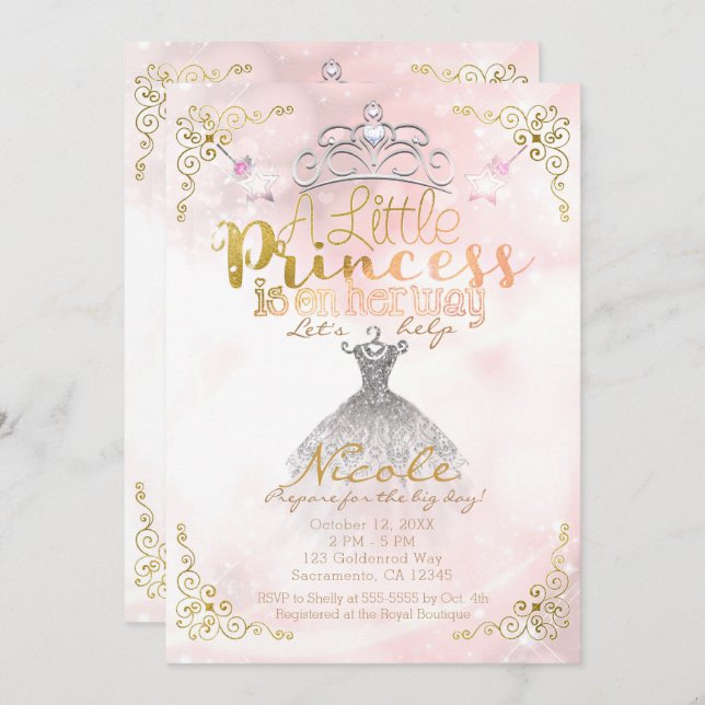 A Little Princess is on her way Pink Baby Shower Invitation (Front/Back)