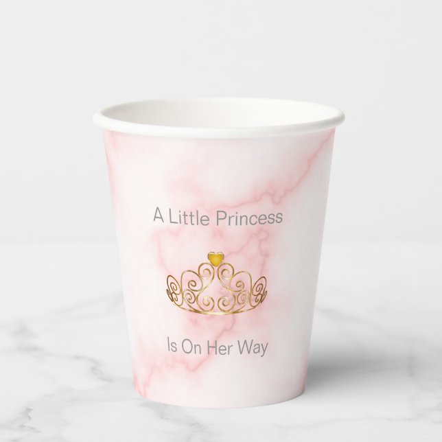 A Little Princess Is On Her Way Pink Baby Shower Paper Cups (Front)