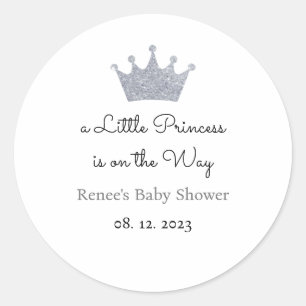 A Little Princess is on the Way Labels, Favour  Classic Round Sticker