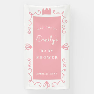 A Little Princess Modern Pink Girl Baby Shower Banner