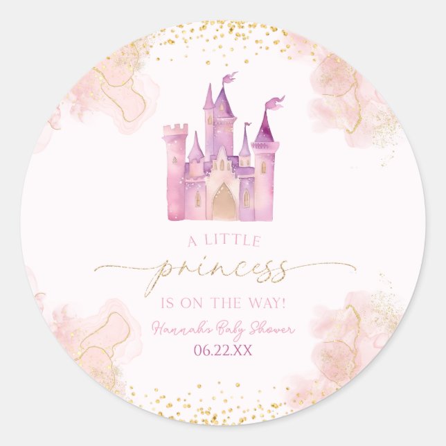 A Little Princess Royal Castle Baby Shower Classic Round Sticker (Front)