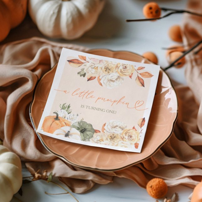 A Little Pumpkin Autumn Birthday Napkin (Creator Uploaded)