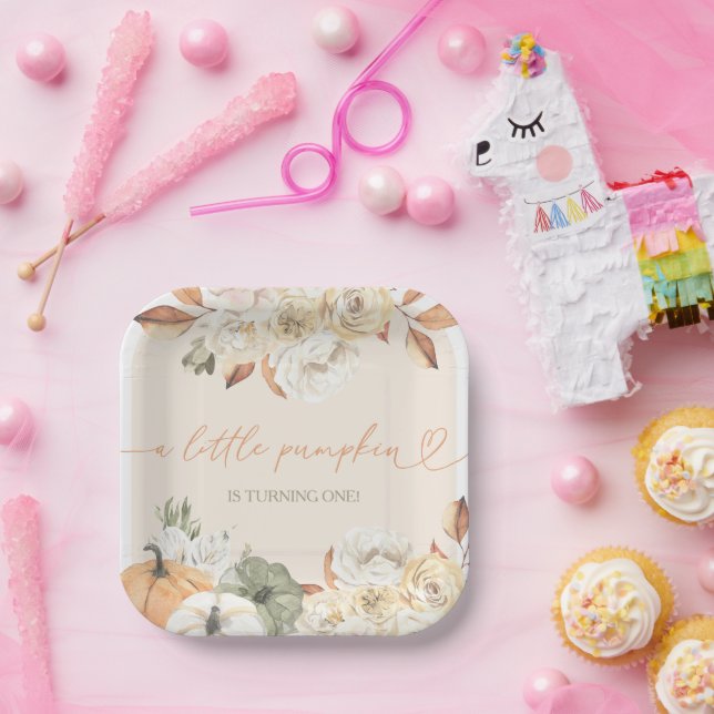 A Little Pumpkin Autumn Birthday Paper Plate (Party)