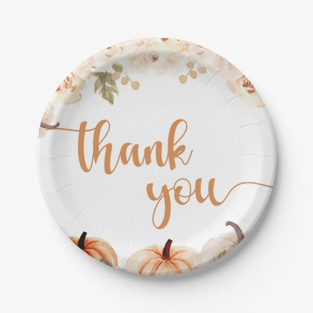 A Little Pumpkin Autumn Fall Baby Shower Paper Plate (Front)