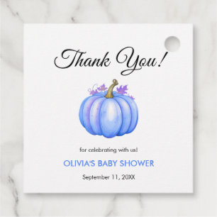 A Little Pumpkin Autumn Fall Blue Boy Baby Shower Favour Tags