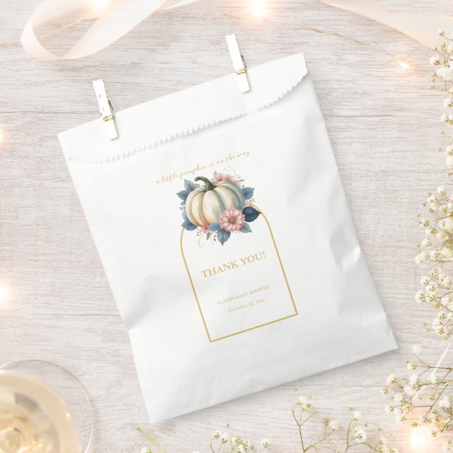 A Little Pumpkin Autumn Fall Floral Baby Shower Favour Bag (Clipped)