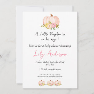 A Little Pumpkin Autumn Fall Floral Baby Shower Invitation