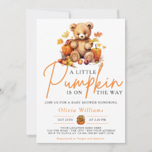 A Little Pumpkin Autumn Fall Floral Baby Shower Invitation
