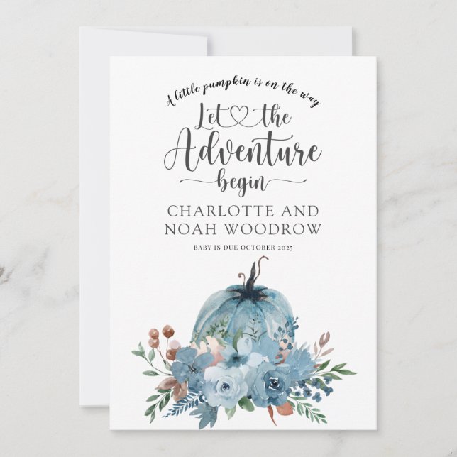 A Little Pumpkin Autumn Floral Pregnancy Announcement (Front)