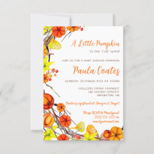 A Little Pumpkin Autumn Wreath Baby Shower Invitation