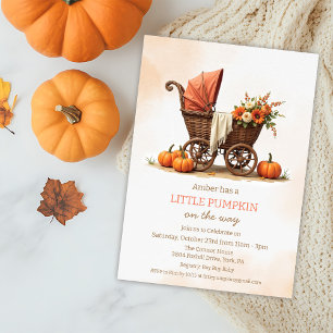 A Little Pumpkin Baby Carriage Baby Shower  Invitation