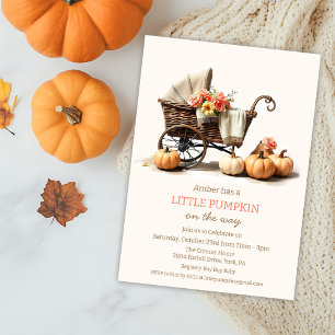 A Little Pumpkin Baby Carriage Baby Shower  Invitation