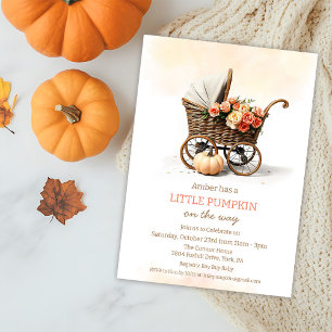 A Little Pumpkin Baby Carriage Baby Shower  Invitation