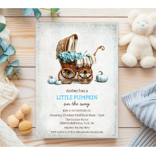 A Little Pumpkin Baby Carriage Baby Shower  Invitation