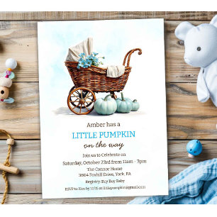 A Little Pumpkin Baby Carriage Baby Shower  Invitation