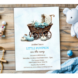 A Little Pumpkin Baby Carriage Baby Shower  Invitation