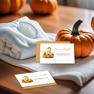 A Little Pumpkin Baby Shower Boy Diaper Raffle  Enclosure Card