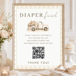 A Little Pumpkin Baby Shower Diaper Fund QR Sign