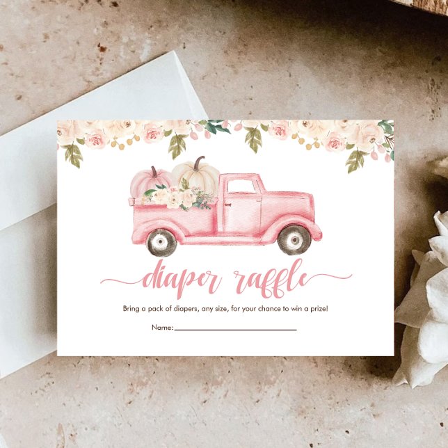 A Little Pumpkin Baby Shower Diaper Raffle Tickets Enclosure Card (Creator Uploaded)