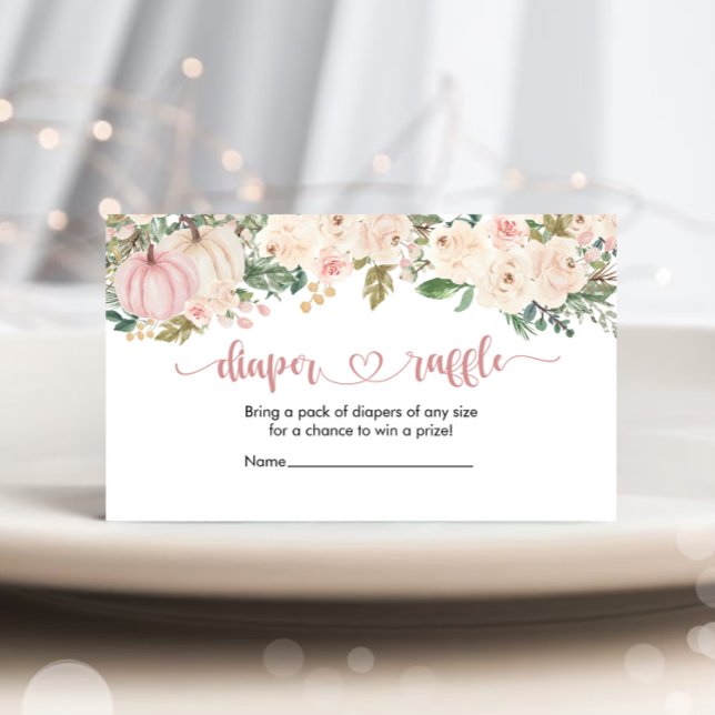 A Little Pumpkin Baby Shower Diaper Raffle Tickets Enclosure Card (Creator Uploaded)