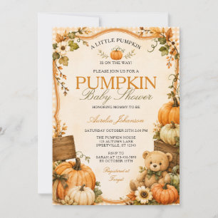 A Little Pumpkin Baby Shower Fall Autumn Floral Invitation