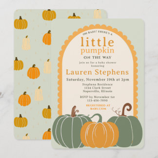A Little Pumpkin Baby Shower  Invitation