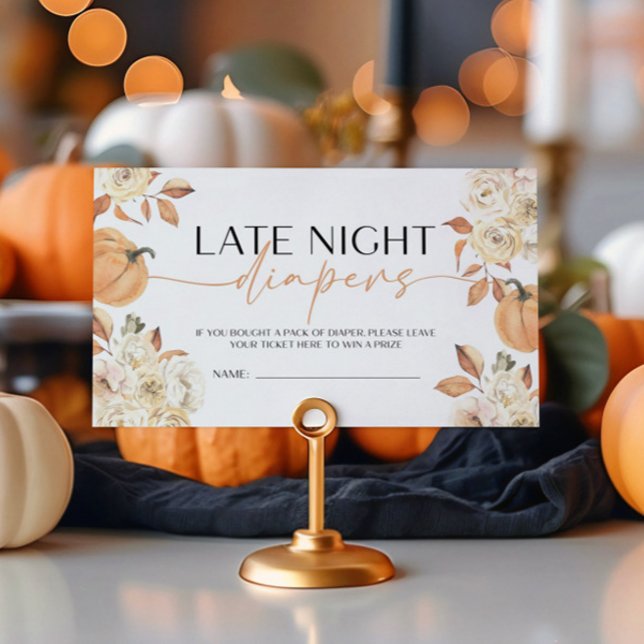 A Little Pumpkin Baby Shower Late Night Diapers Enclosure Card (Creator Uploaded)
