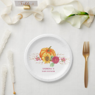 A little pumpkin baby shower paper plates