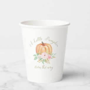 A Little Pumpkin Baby Shower Pink Floral Paper Cups