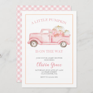 A Little Pumpkin Baby Shower Pink Truck Invitation