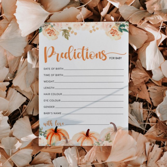 A Little Pumpkin Baby Shower Predictions Card (Creator Uploaded)